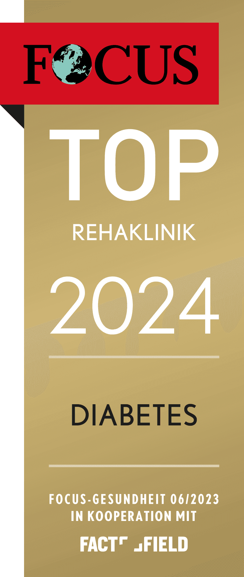 Focus-Siegel der Rehaklinik Hohenelse für das Jahr 2024 als TOP Rehaklinik für Diabetes